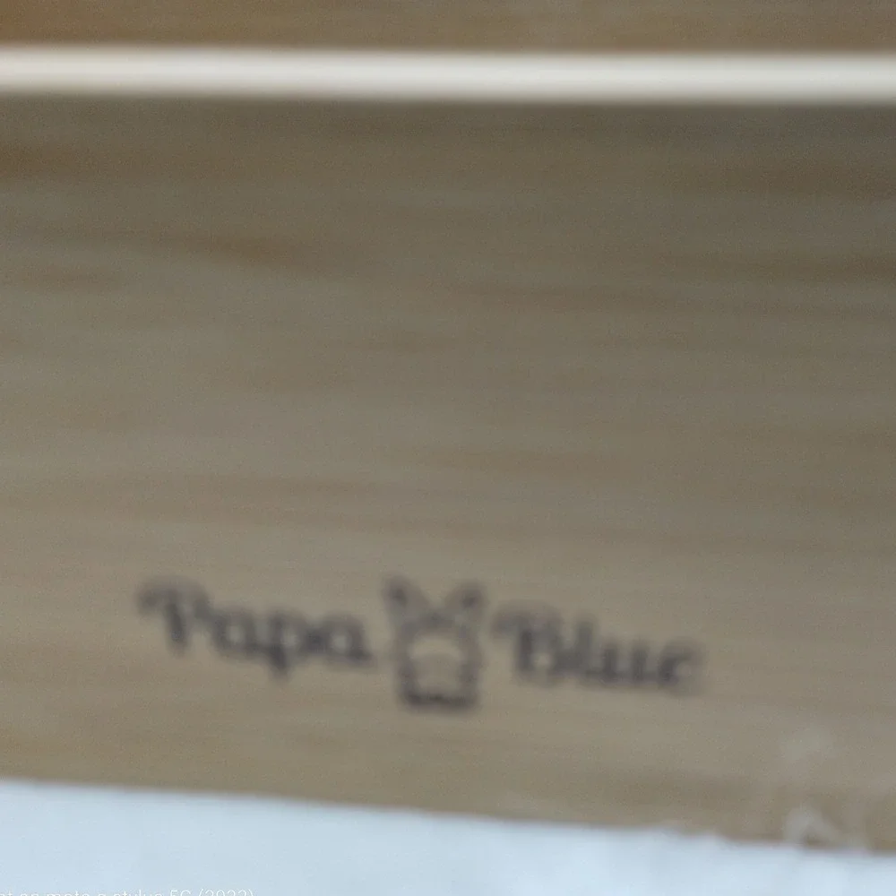 Papa Blue Labeled Bamboo Cutting Board Set of 4 with Stand Juice Groove Non-Slip